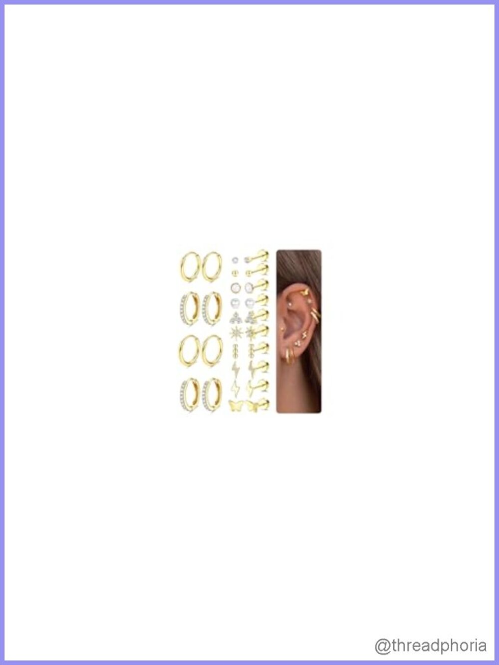 14K Gold Plated Flat Back Stud Earrings Set Surgical Steel Hypoallergenic